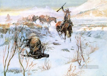 トレイルを歩く人々のためのクリスマスディナー 1905年 チャールズ・マリオン・ラッセル アメリカ・インディアン Oil Paintings
